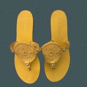 Jack Rogers Yellow Leather Sandals Size 8.5